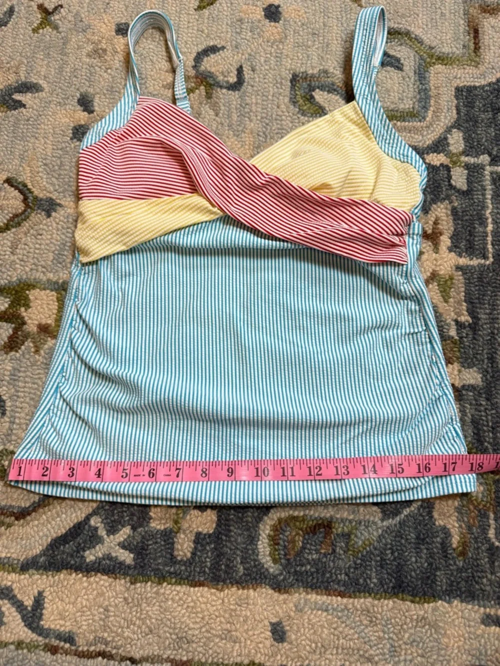 Lands' End‎ Seersucker Women’s Tankini Top Size 8 Colorblock Nautical Underwire - Picture 3 of 10